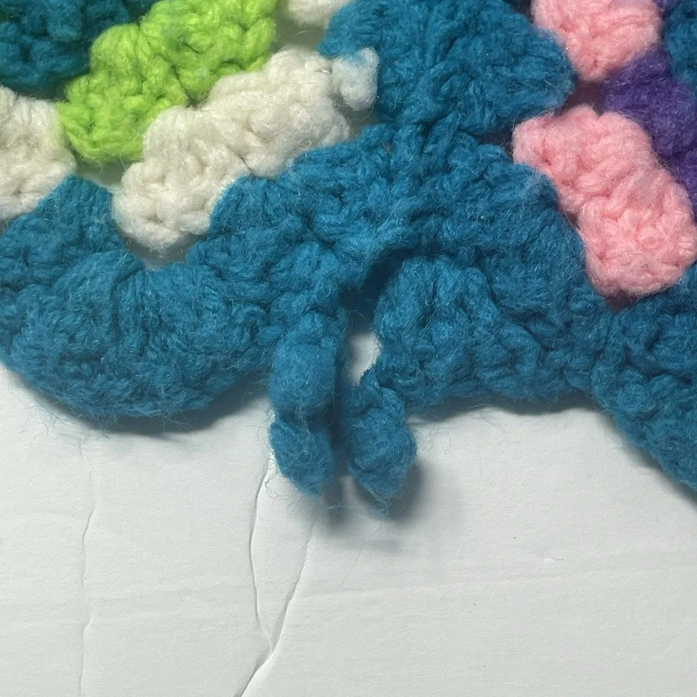 Vtg Crochet Afghan Blanket Chevron Ripple Throw 77x55 Retro Cutter Craft As Is
